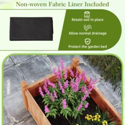 Costway Wood Raised Garden Bed Large Planter Box w/Divider in Brown - thumbnail 9