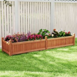 Costway Wood Raised Garden Bed Large Planter Box w/Divider in Brown - thumbnail 4