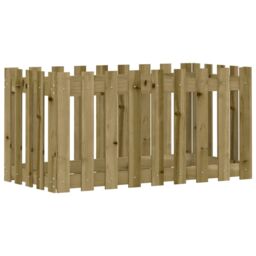 Berkfield Home Garden Raised Bed with Fence Design 100x50x50 cm Impregnated Wood Pine in Brown - Size: 100 x 50 x 50 cm - thumbnail 2