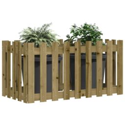 Berkfield Home Garden Raised Bed with Fence Design 100x50x50 cm Impregnated Wood Pine in Brown - Size: 100 x 50 x 50 cm - thumbnail 3