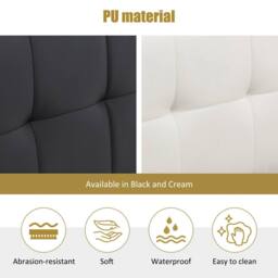 Merax 4ft6 Double PU Upholstered Ottoman Storage Bed with Headboard Storage in White - thumbnail 5