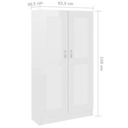Berkfield Home Book Cabinet High Gloss White 82.5x30.5x150 cm Engineered Wood - thumbnail 8