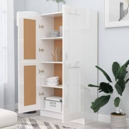Berkfield Home Book Cabinet High Gloss White 82.5x30.5x150 cm Engineered Wood - thumbnail 3