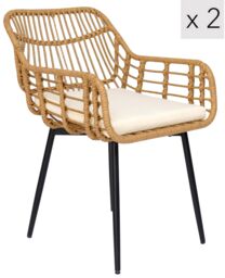 Nordlys Set of 2 Chairs with Metal Legs in Brown - thumbnail 1