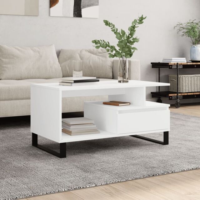 Berkfield Home Coffee Table White 90x49x45 cm Engineered Wood - Size: 90 x 49 x 45 cm - image 1