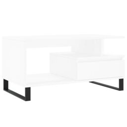 Berkfield Home Coffee Table White 90x49x45 cm Engineered Wood - Size: 90 x 49 x 45 cm - thumbnail 2