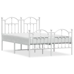 Berkfield Home Metal Bed Frame with Headboard & Footboard White 120x200 cm - Size: Small Double - thumbnail 2