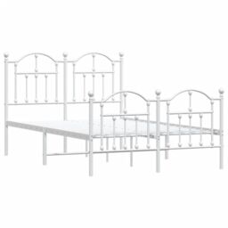 Berkfield Home Metal Bed Frame with Headboard & Footboard White 120x200 cm - Size: Small Double - thumbnail 4