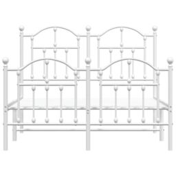 Berkfield Home Metal Bed Frame with Headboard & Footboard White 120x200 cm - Size: Small Double - thumbnail 5