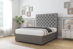 "Sloomy Mayfair Tweed Divan Bed Base 2 Drawers Foot-End With 26"" Strutted Headboard in Light Grey - Size: King" - thumbnail 3