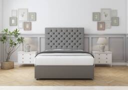 "Sloomy Mayfair Tweed Divan Bed Base 2 Drawers Foot-End With 26"" Strutted Headboard in Light Grey - Size: King" - thumbnail 2