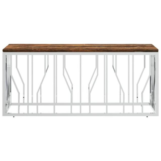 Berkfield Home Decorative Coffee Table Stainless Steel & Solid Wood Reclaimed in Silver - image 1