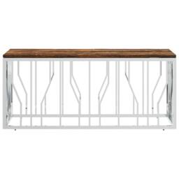 Berkfield Home Decorative Coffee Table Stainless Steel & Solid Wood Reclaimed in Silver
