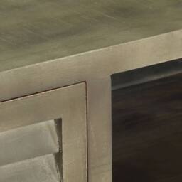 Berkfield Home TV Cabinet Solid Mango Wood Grey with Brass 110x30x48 cm - Size: 110 x 30 x 48 cm - thumbnail 8