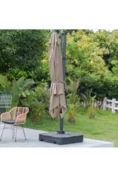 Living and Home Large Square Canopy Rotating Outdoor Cantilever Parasol with Plastic Base in Taupe - thumbnail 3