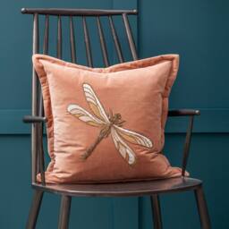 Voyage Maison Aria Velvet Embroidered Dragonfly Cushion in Pink - Size: 50 cm x 50 cm - thumbnail 2