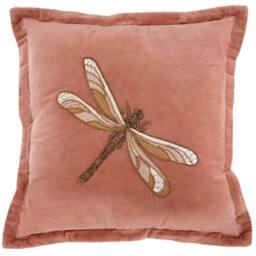 Voyage Maison Aria Velvet Embroidered Dragonfly Cushion in Pink - Size: 50 cm x 50 cm - thumbnail 1