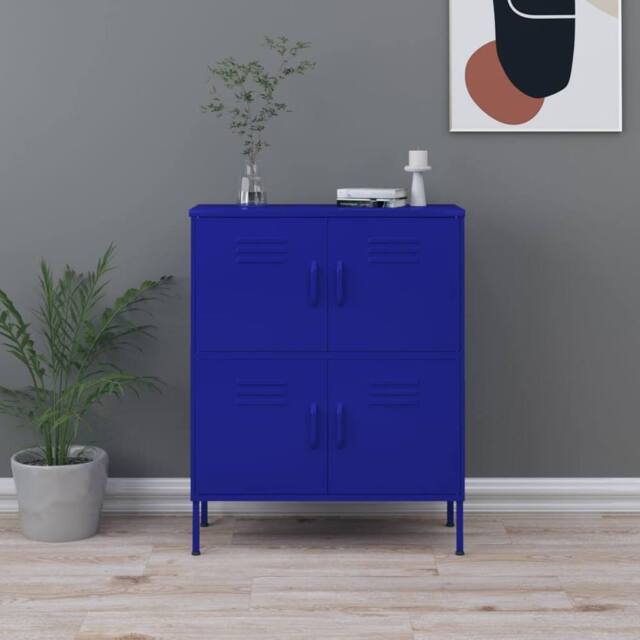 Berkfield Home Storage Cabinet Navy Blue 80x35x101.5 cm Steel in Royal - image 1