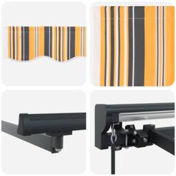 Berkfield Home Retractable Awning Manual Yellow & Grey 450x300 cm Fabric - thumbnail 8