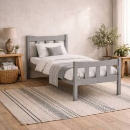 Wyld Haus Grey Washed Pine 3ft Single Bed - Panelled Headboard & Footboard - thumbnail 1