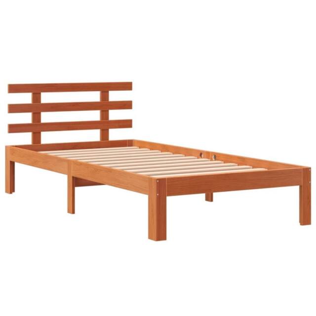 Berkfield Home Beautiful Bed Frame with Headboard Wax Brown 75x190 cm Small Sing - Size: Small Single - image 1