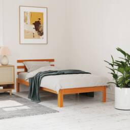Berkfield Home Beautiful Bed Frame with Headboard Wax Brown 75x190 cm Small Sing - Size: Small Single - thumbnail 2
