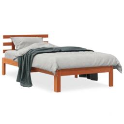 Berkfield Home Beautiful Bed Frame with Headboard Wax Brown 75x190 cm Small Sing - Size: Small Single - thumbnail 3