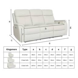 Aspire Richmond 3 Seater Power Recliner Sofa, Chenille Natural - thumbnail 8