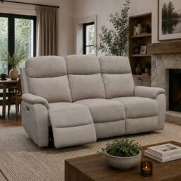 Aspire Richmond 3 Seater Power Recliner Sofa, Chenille Natural - thumbnail 2