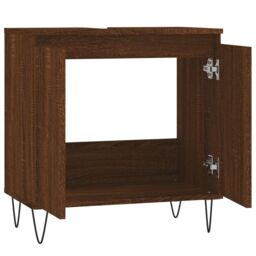 Berkfield Home Bathroom Cabinet Brown Oak 58x33x60 cm Engineered Wood - Size: 58 x 33 x 60 cm - thumbnail 5