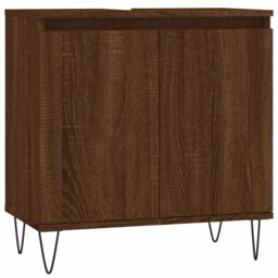Berkfield Home Bathroom Cabinet Brown Oak 58x33x60 cm Engineered Wood - Size: 58 x 33 x 60 cm - thumbnail 2