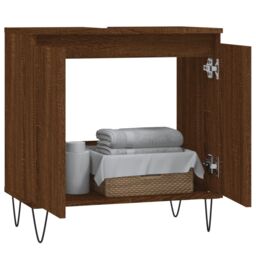 Berkfield Home Bathroom Cabinet Brown Oak 58x33x60 cm Engineered Wood - Size: 58 x 33 x 60 cm - thumbnail 3