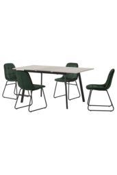 Seconique Avery Extending Dining Set with Lukas Chairs in Green