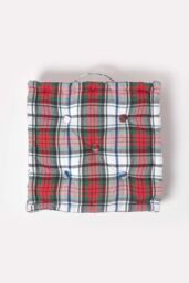 Homescapes Cotton Macduff Tartan Floor Cushion in Red - Size: 50 cm x 50 cm - thumbnail 3