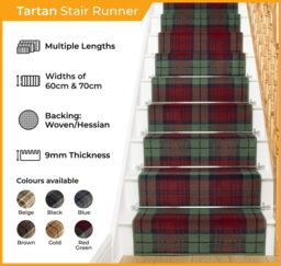 Black Tartan Stair Carpet Runner - thumbnail 3
