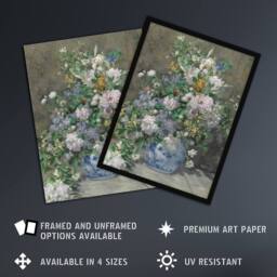"Artery8 Spring Bouquet in Vase Renoir Vintage Wall Art Print Poster in Grey - Size: W12"" x H16""" - thumbnail 2