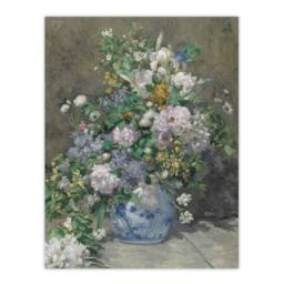 "Artery8 Spring Bouquet in Vase Renoir Vintage Wall Art Print Poster in Grey - Size: W12"" x H16""" - thumbnail 1