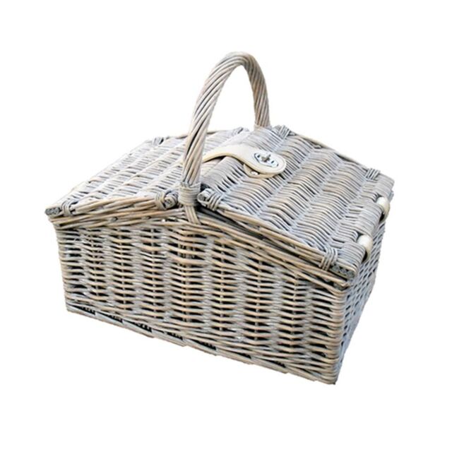 Red Hamper PR041/HOME Wicker Provence Medium Farmhouse Empty Picnic Basket in Grey - image 1