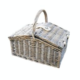 Red Hamper PR041/HOME Wicker Provence Medium Farmhouse Empty Picnic Basket in Grey - thumbnail 3