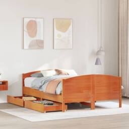 Berkfield Home Bed Frame without Mattress Wax Brown 120x190 cm Small Double Solid Wood Pine - thumbnail 1