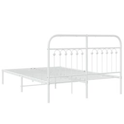 Berkfield Home Metal Bed Frame without Mattress with Headboard White 140x190cm - Size: 140x190 cm - thumbnail 6