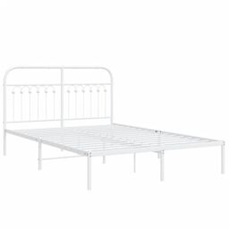 Berkfield Home Metal Bed Frame without Mattress with Headboard White 140x190cm - Size: 140x190 cm - thumbnail 3