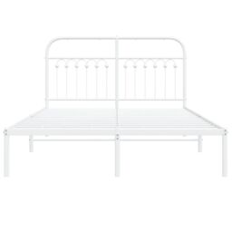 Berkfield Home Metal Bed Frame without Mattress with Headboard White 140x190cm - Size: 140x190 cm - thumbnail 4