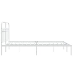 Berkfield Home Metal Bed Frame without Mattress with Headboard White 140x190cm - Size: 140x190 cm - thumbnail 5