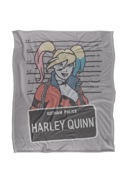 DC Comics Batman The Harley Quinn Mugshot Blanket 152 x 127 cm in White - image 1