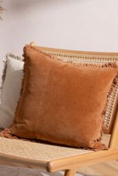 Yard Bertie 100% Cotton Velvet Cushion in Orange - Size: 45 cm x 45 cm - thumbnail 5