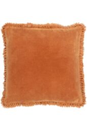 Yard Bertie 100% Cotton Velvet Cushion in Orange - Size: 45 cm x 45 cm