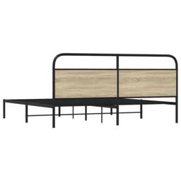 Berkfield Home Metal Bed Frame without Mattress Sonoma Oak 200x200 cm in Light Tan - thumbnail 6