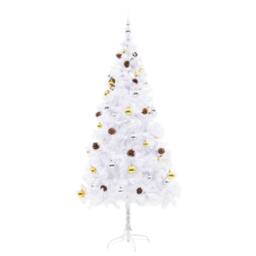 Berkfield Home Stylish Artificial Pre-lit Christmas Tree with Baubles White 180 cm - thumbnail 1