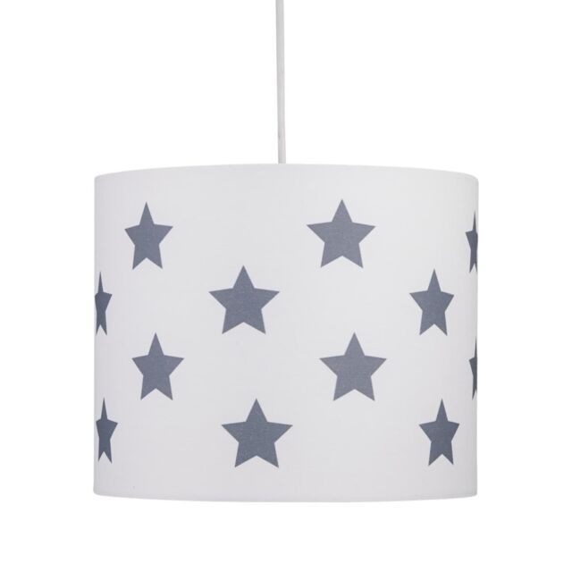 First Choice Lighting White with Grey Stars 25cm Light Shade - image 1